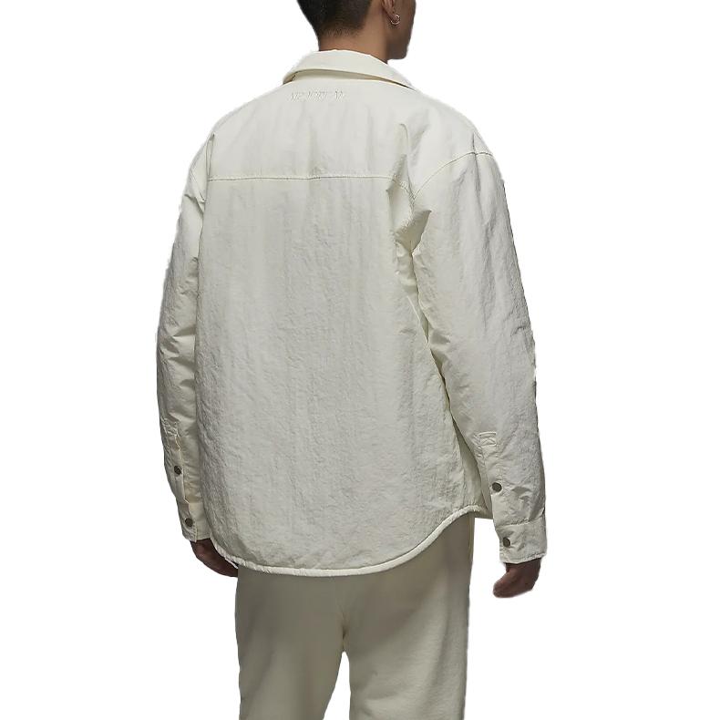 Jordan Air Waterproof Button Down Solid Color Letter Long Sleeve Shirt Men Shirts Sail-White FV7433133