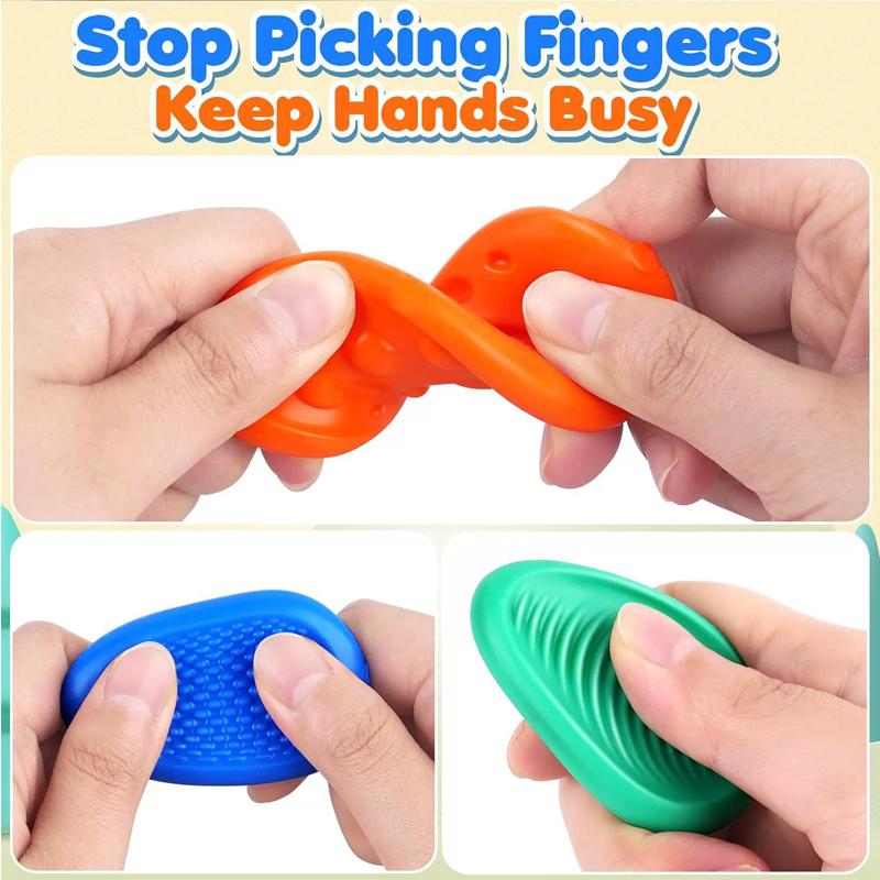Fidget Toys Adults Sensory Silicone Stone 6 Pack Textured For Autism Kids Calming Down Fidget Stress Relief Toys