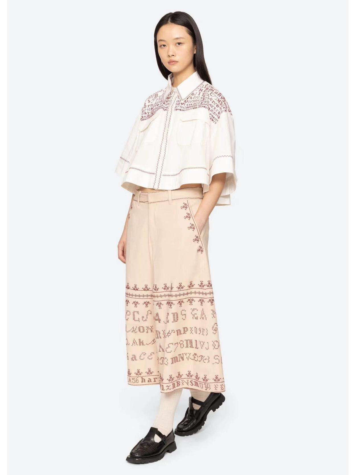 

26 Letter Embroidered Retro Wide-Leg Pants for Boys & Girls - Spring/Summer Niche Collection 34 абрикосовий