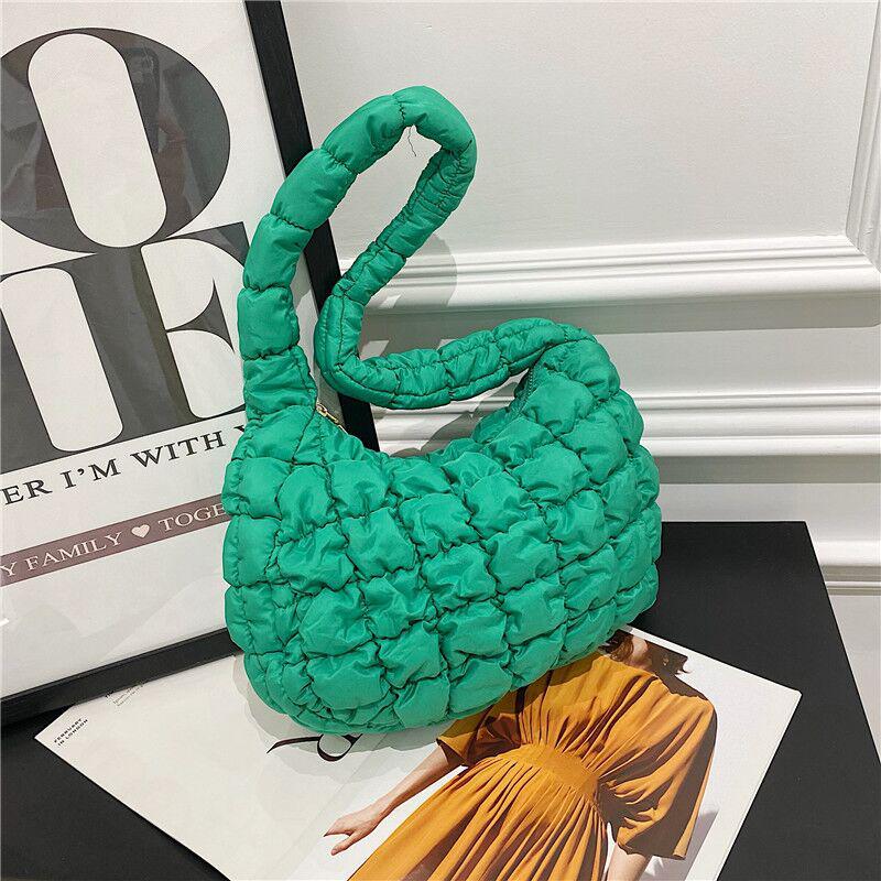 Korean Style Cloud Pleats Cotton Jacket Bag for Girls - Versatile Large Capacity Dumpling Shoulder Handbag
