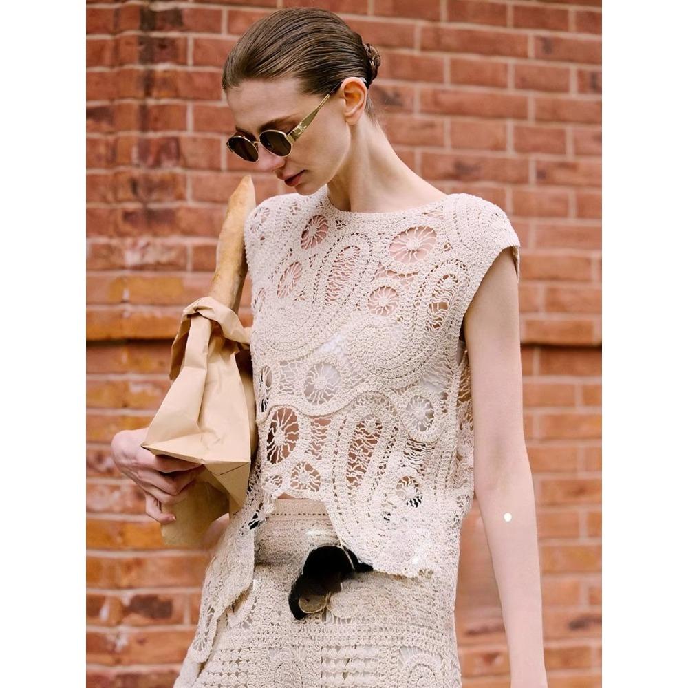 DIMANAF 2026 New Summer Women Vest T-Shirt Sleeveless Basic Fashion Tops Lace Tees Casual Loose Green Tees 255