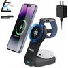 2025 Magnetic 3 in 1 Wireless Charger, Mag-Safe Charger Stand Wireless Charging Station for Apple iPhone 16/15/14/13/12 Series, for Apple Watch and