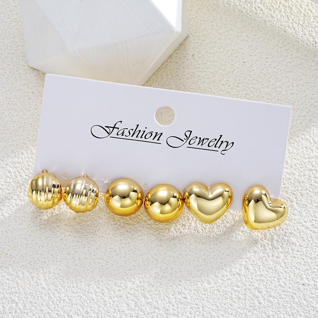 iF ME 3 Paar Modische Halbrunde Liebesdekoration CCB Ohrringe für die tägliche Dekoration von Frauen