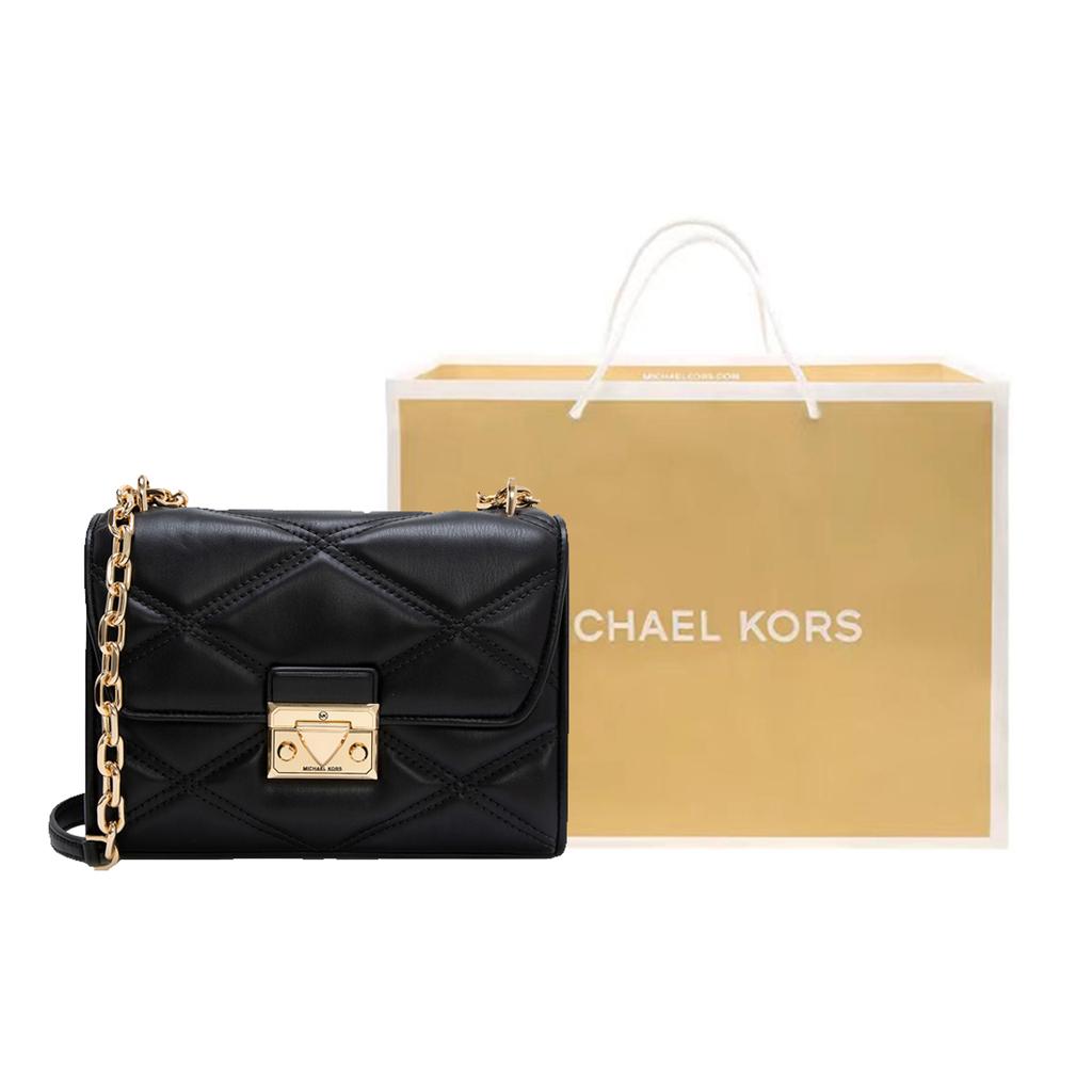 MICHAEL KORS Serena Leather Envelope Bag, Shoulder Bag, Crossbody Bag Medium Womens Black 35S2GNRL2U-001