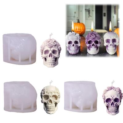3D Rosen Schädel Kerzenform Silikon Seife Kerze DIY Herstellung Aromatherapie Form Form Halloween Form N8K4