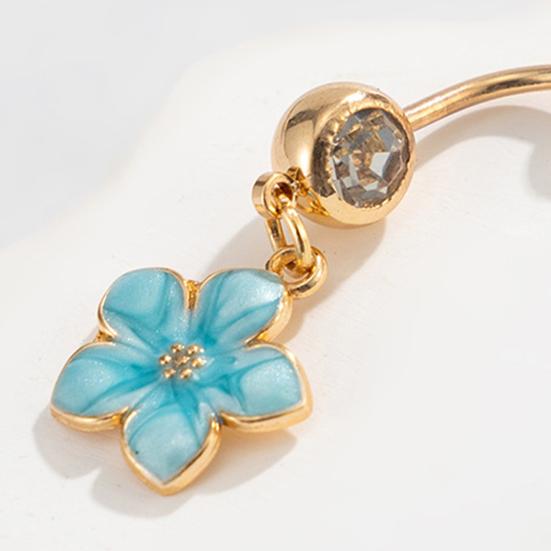 Yousheng Bauchnabelpiercing, Edelstahl Blume Design Bauchnabel Schmuck, Bauchpiercing Ring mit Klarem Zirkonia Inlay, Bauchnabel für Empfindliche Haut