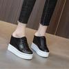 11cm Genuine Leather Fashion Height Increasing Females Lady Casual Platform Wedge Women Slip On Shoe Summer