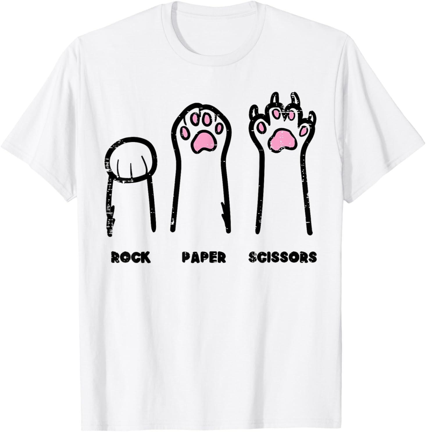 Rock Paper Scissors Cat Paws Funny Boys Girls Toddler T-Shirt Mens Womens Tees Top 3XL