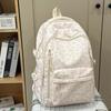 Multi-compartment Bow Pattern School Bag Multi-pocket Rucksack Floral Print Backpack  Travel
