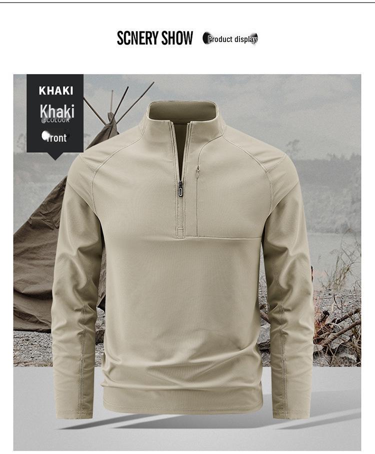 Men's Quick-Dry Long-Sleeve Half-Zip Base Layer for Spring & Autumn Running