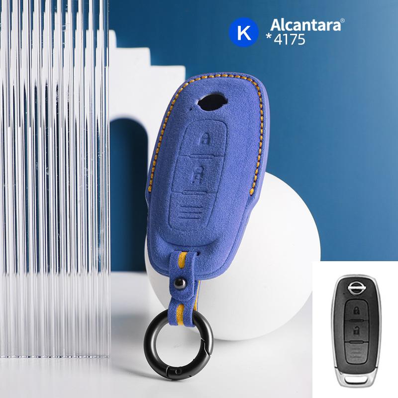 Car Key Case Cover Holder Key Buckle Alcantara For 2022-2023 Nissan X-trail T33 Qashqai J12 Teana Altima Ariya Keychain