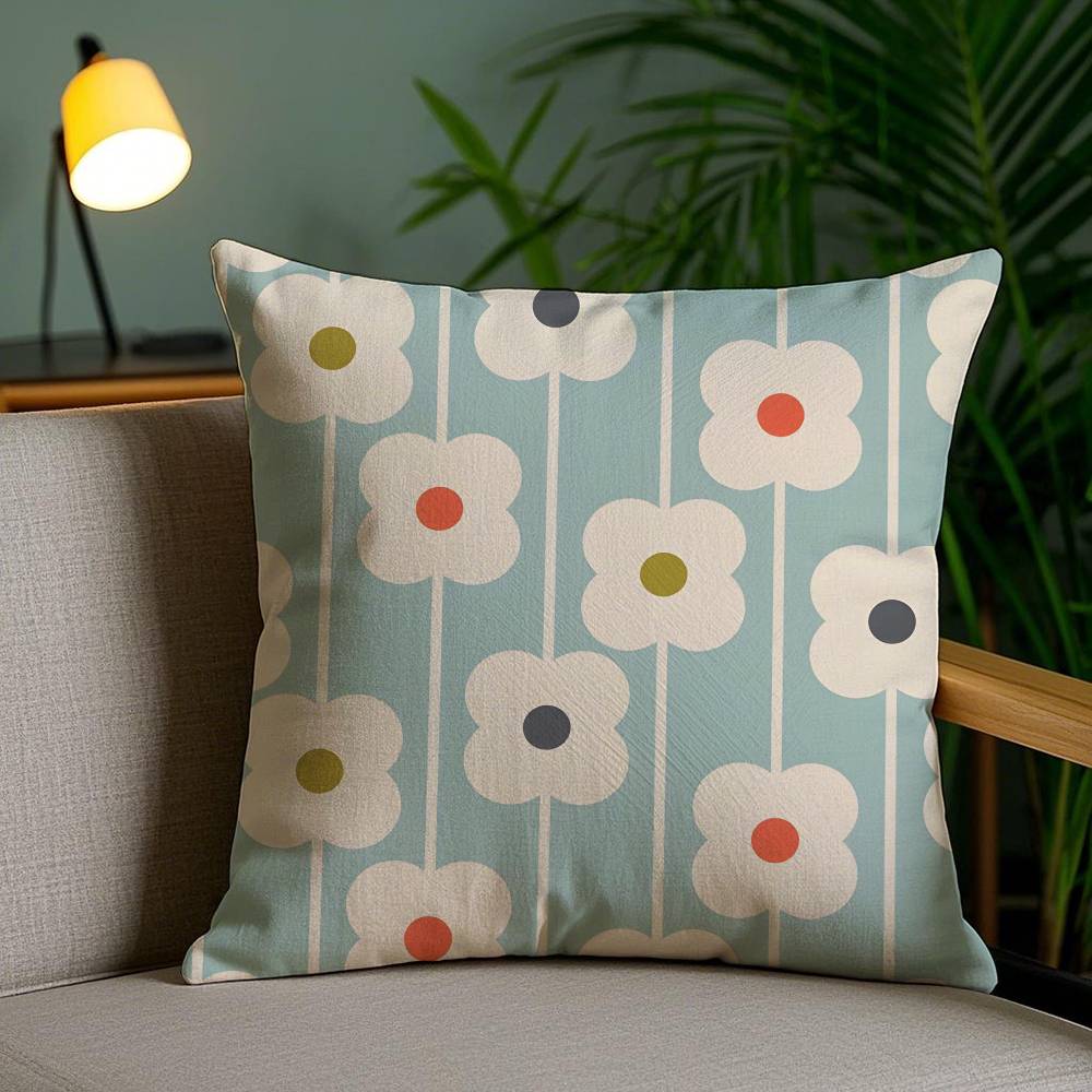 

Retro Pattern Orla Kiely-K Flower Pillow Case Anti-dustmite Pillowcase Invisible zipper silky short plush Sofa cushion cover 12x12Inch
