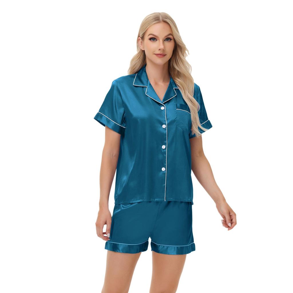 Ice Silk Pajamas Women's Long And Short Sleeves Satin Large Size Pajamas Home Clothes