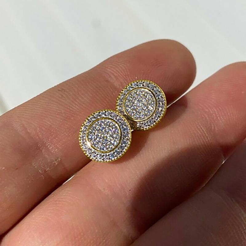 Hip-Hop Zircon Round Stud Earrings, High-End Trendy Men And Women Simple And Versatile Internet Celebrity Earrings, Temperament Classic Earrings