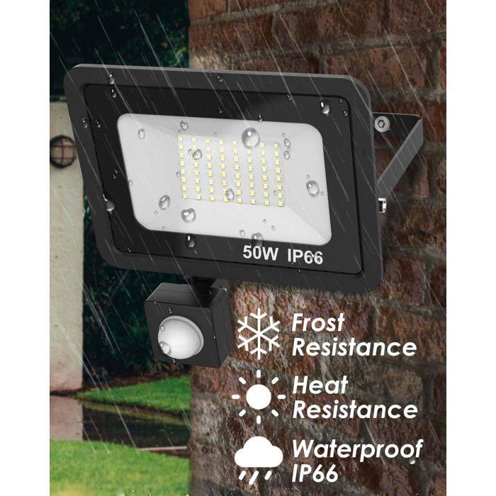Projecteur LED extérieur - AIMOONSA - 50W - Détecteur PIR - IP66 - 64 LED 6500K