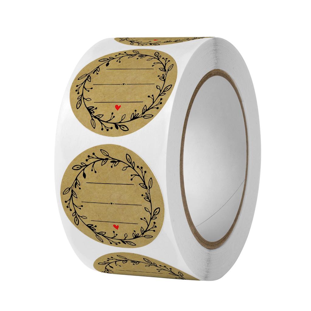 500 PCs/roll 1 Inch Kraft Paper Stickers for Gift Wrapping, Envelope Closures, Small Business Office Supplies, DIY Decorating