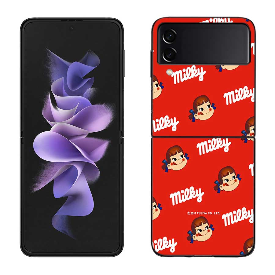 F-Fujiya M-Milky P-Peko C-chan Cartoon Phone Case For Samsung Z Flip 7 6 5G Galaxy Z Flip 5 4 3 Black Hard Cell Cover Luxury PC