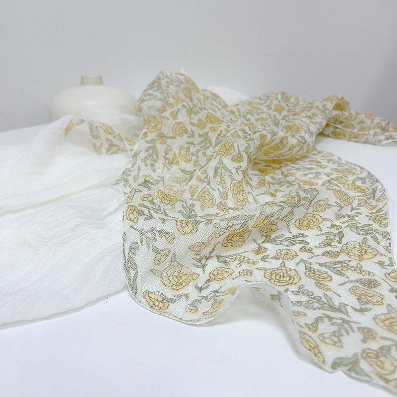 Dünner Druck Dünner Schmaler Verlängerter Rhombus Schal Japanisch Literarisch Sonnenschutz Seide Halstuch Leinen Schal Frauen