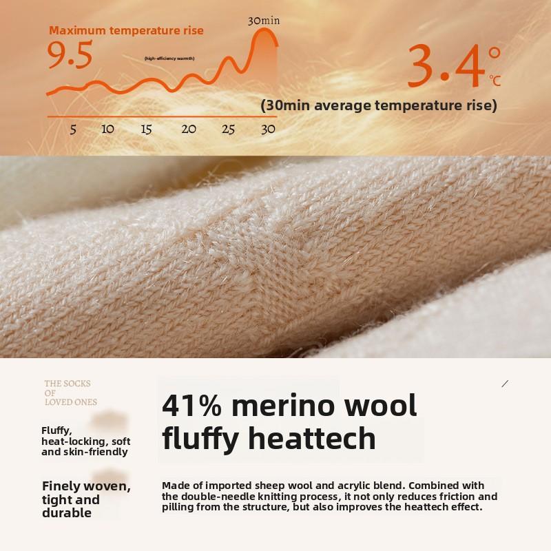 Women's Autumn and Winter Woolen Socks, Warm Mid-calf Wool Socks, Antibacterial Cashmere Long Calf Socks