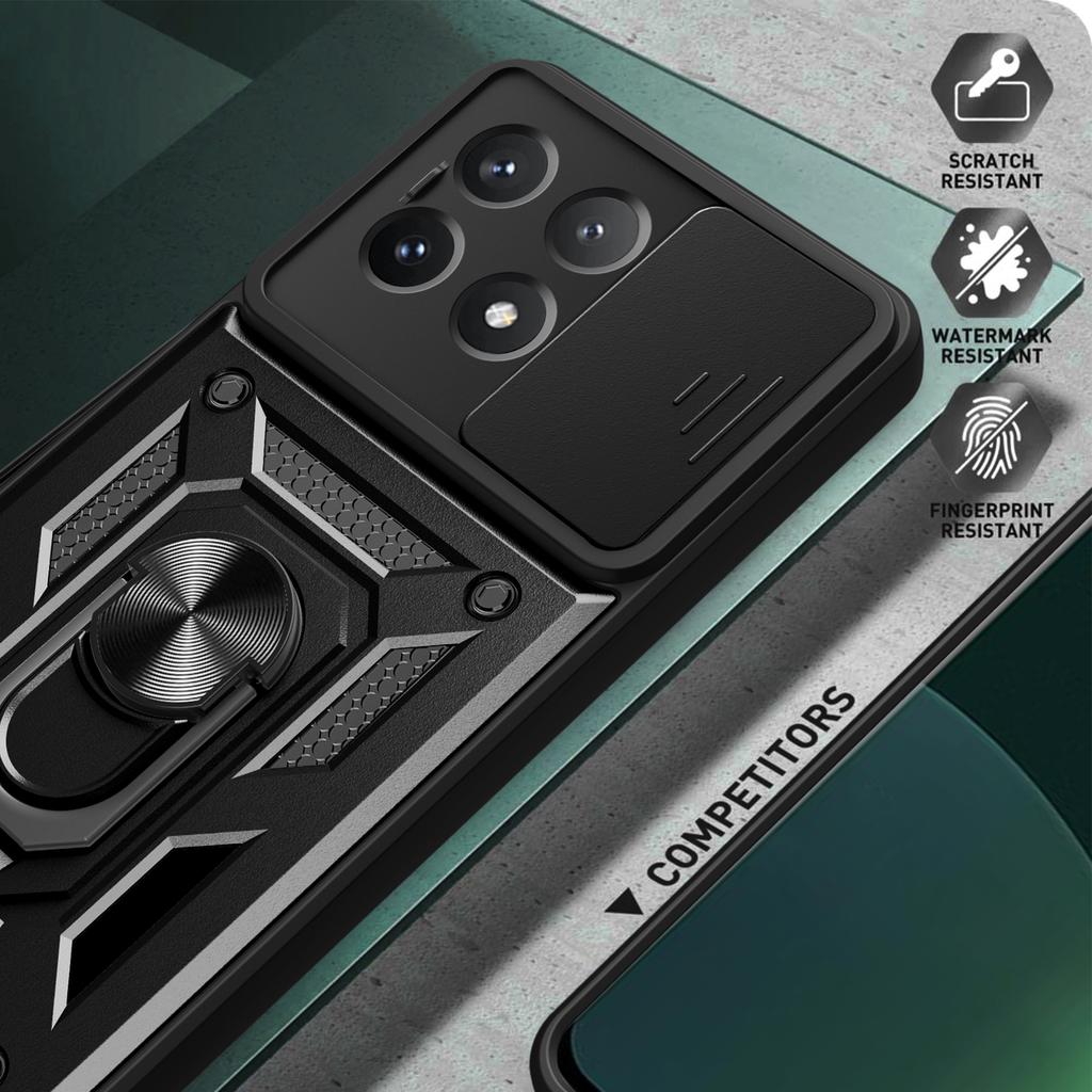 For Xiaomi Poco X6 Pro 5G/Redmi K70E 5G Case PC+TPU Anti-drop Phone Cover with Slide Lens Window