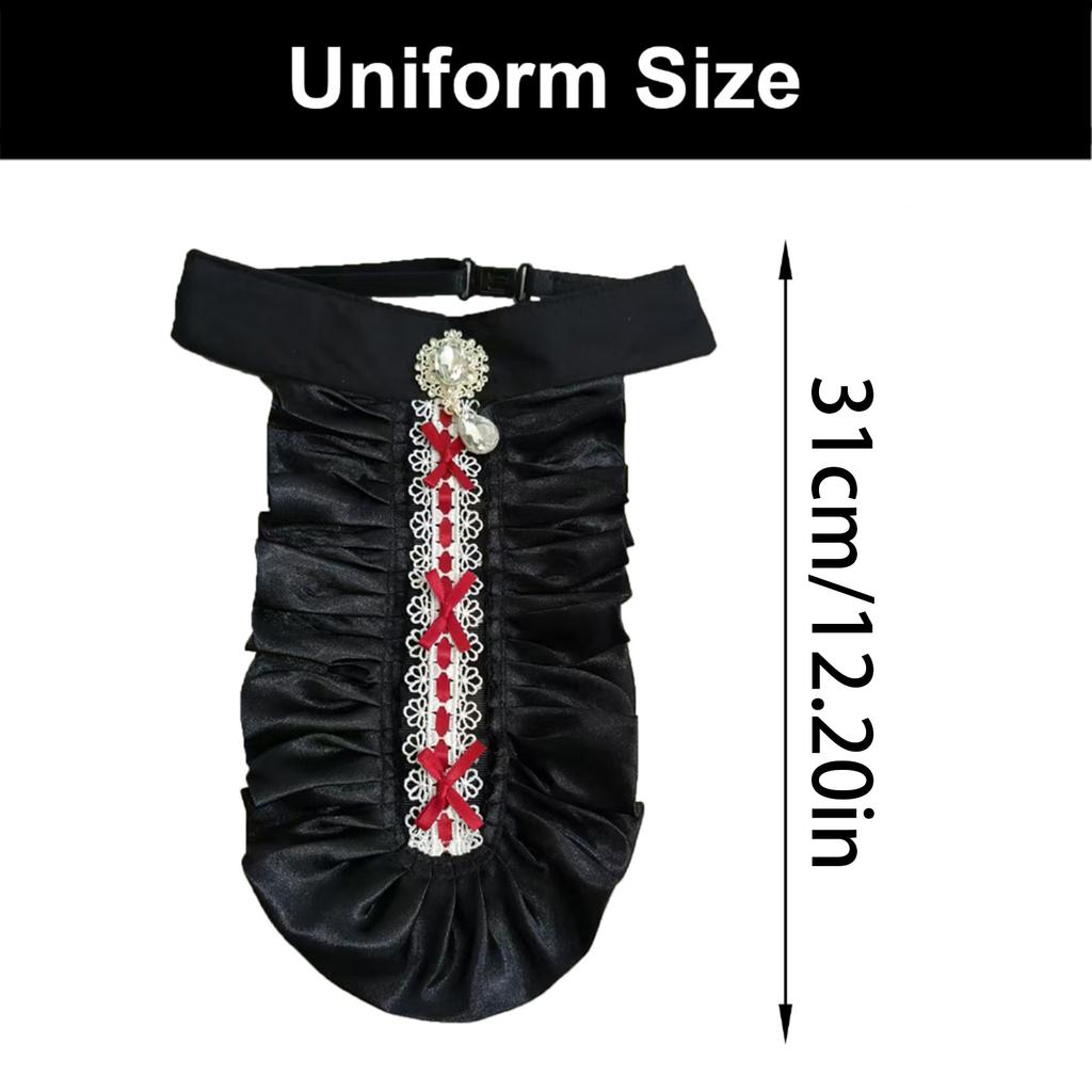 Victorians Colonial Ruffle Satins Jabot False Collar Crystal Necktie Medieval Costume Shirt Front Detachable Neck Collar