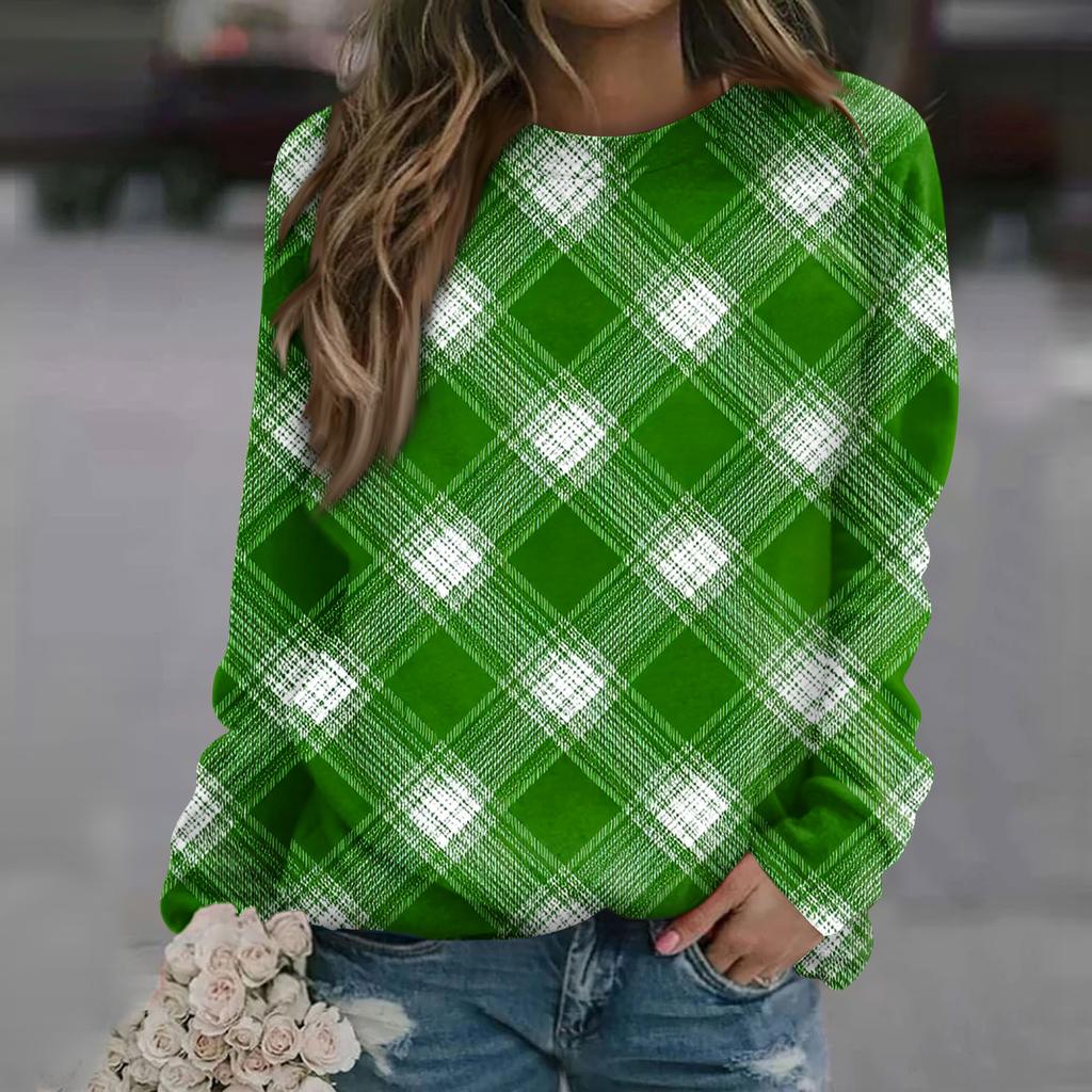 Women's Fashion Casual Long Sleeve Printed Neck Sweatshirt Top