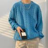 Men Fall Winter Sweater Solid Color Knitted Warm Thick Long Sleeve Loose Anti-shrink Pullover Casual Couple Unisex Sweater