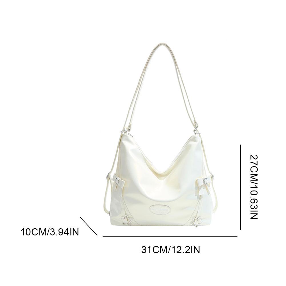 Women Y2k All-Match Shoulder Bag Large Capacity Versatile Handbag Solid Color Cute Tote Handbag Work Commute School Bag