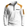 Men Waffle Knit Sweatshirt Quarter Zip Stand Collar Pullover Color Block Long Sleeve Tops Casual Streetwear Hoodie