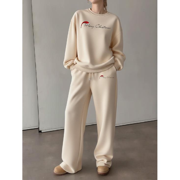 Soft & Chic Fashion Print Long-Sleeve Set for Women – Ideal for Autumn/Winter Outings, Lounging, and Active Wear