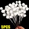 White Artificial Berry Stem Snow Tipped Frosted Christmas Berries Branch DIY Wreath Xmas Tree Ornament Wedding Home Table Decor