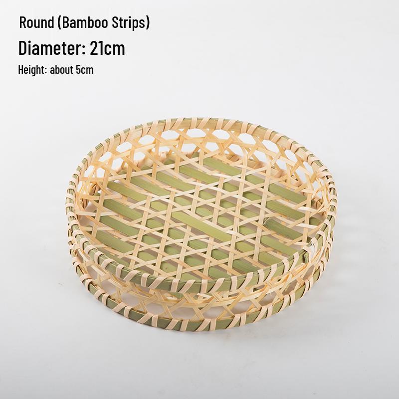 Handmade Bamboo Weaving Sieve Basket Storage and Snack Plate Set