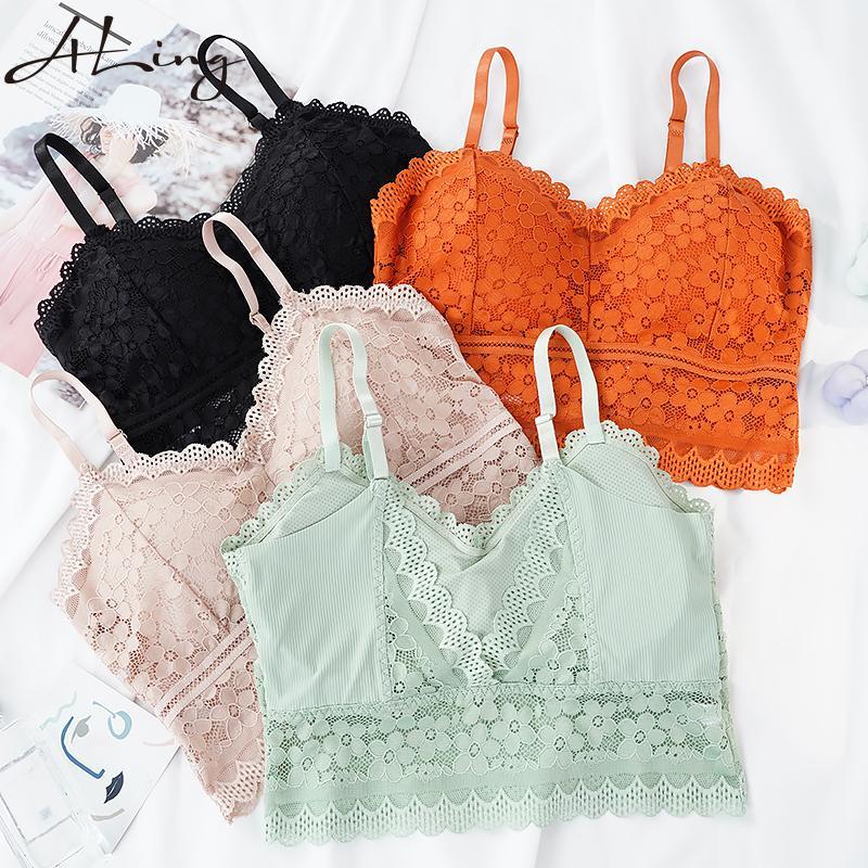 Moda donna pizzo floreale bralette top estivo scollo a V canotte crop top reggiseno cinturino per spaghetti donna canotta gilet reggiseno intimo