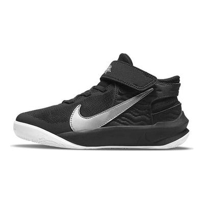 Team Hustle D10 FlyEase PS Black Metallic Silver Kids Sneakers Volt White DD7302-004