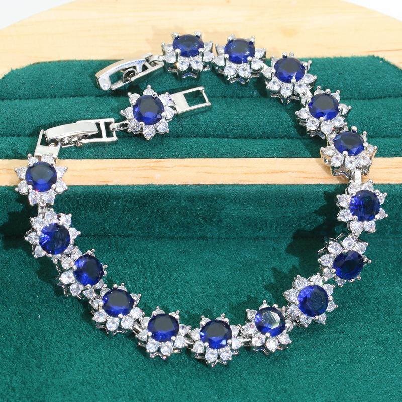 Pop Jewelry Trimmings AAA Zircon Bracelet Necklace Earrings Ring Jewelry Set