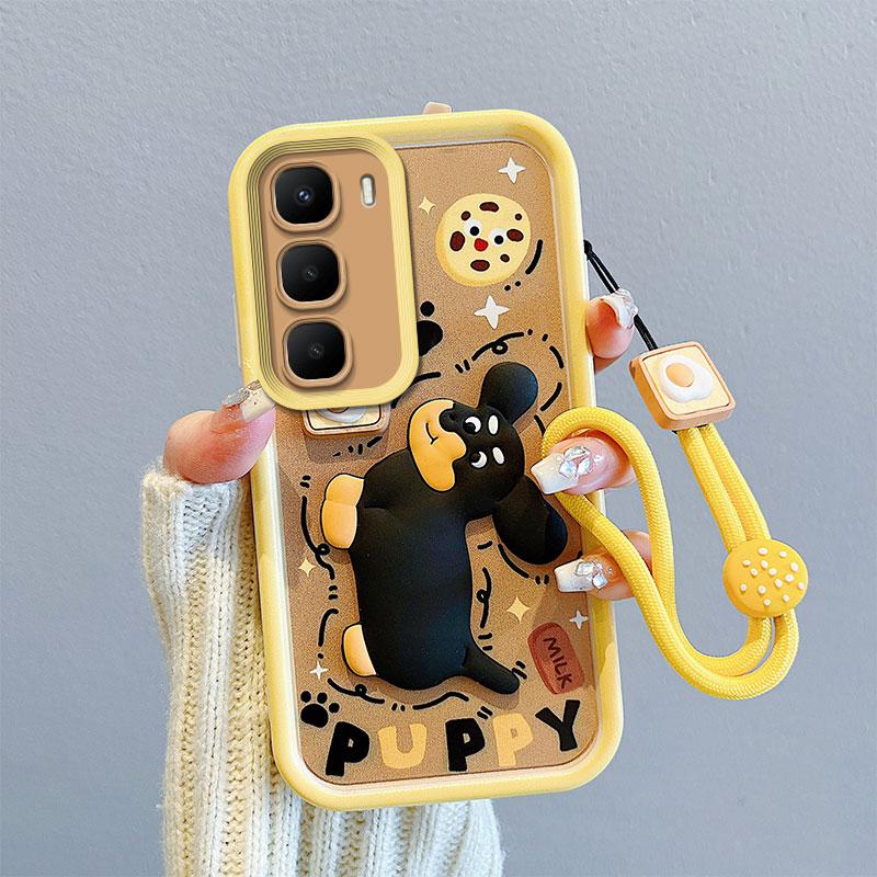 KEYSION Shockproof Case for Infinix Hot 60i 60 5G with Lanyard Soft Silicone Cute 3D Cartoon Doll Phone Back Cover for Infinix Hot 60 Pro+