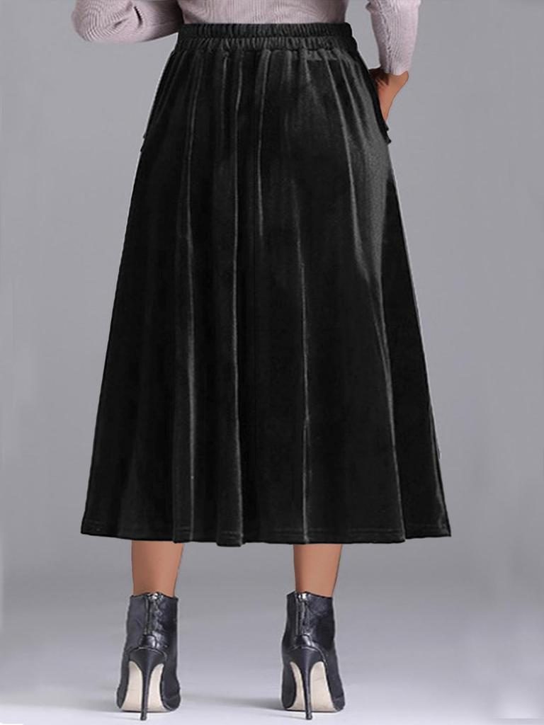 2025 Autumn/Winter High Waist Plus Size Golden Velvet Skirt