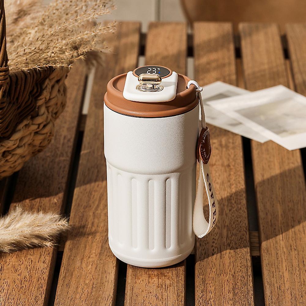 Stainless Steel Coffee Mug with Digital Display Leakproof Insulated Water Cup for Home Car Office