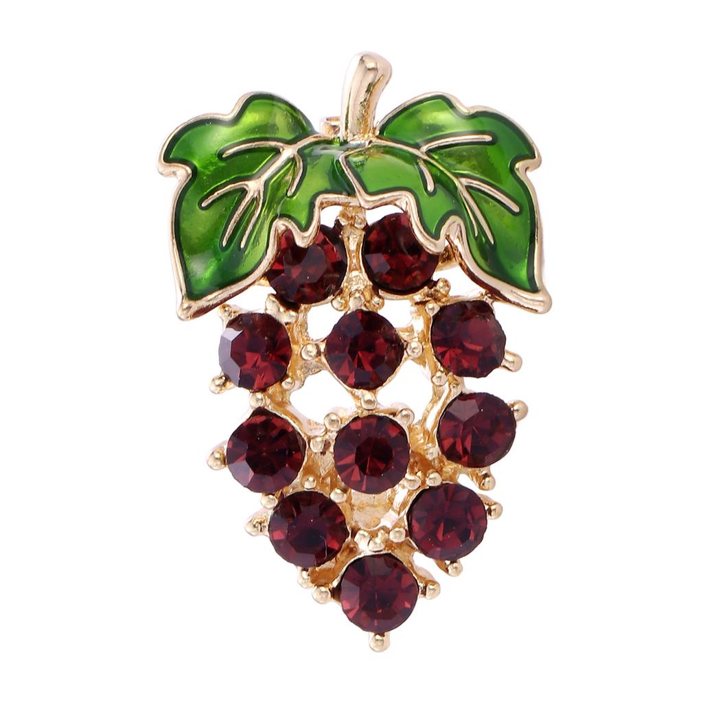 Rhinestone Grape Brooch Pin Zinc Alloy KC Gold Plated For Clothes Scarf Bag Decoration
