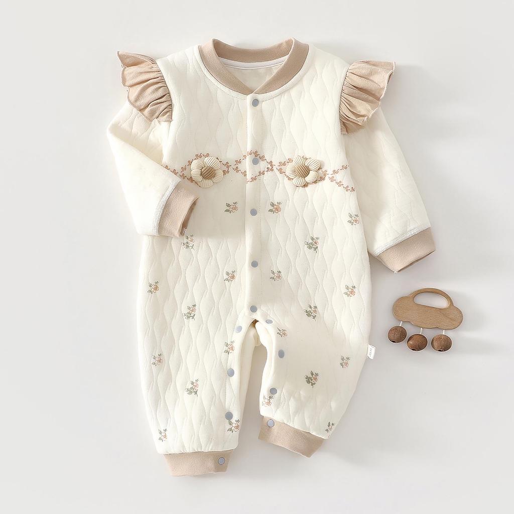 Anyang Baby Bodysuit: Three-Layer Warm, No-Bone Design, Air Cotton Newborn Crawling Suit