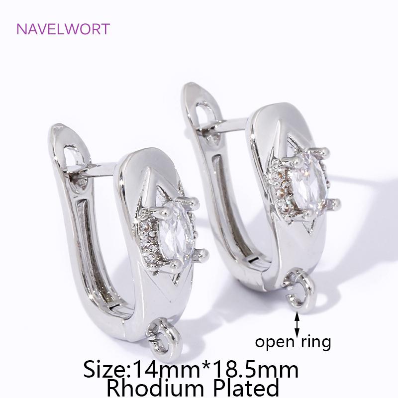 

Luxury 18K Gold Plated Brass Shvenzy Earring Hooks,Inlaid Zircon Earwire Fixtures Basic Fastener,For DIY Earring Making Findings 2 pieces