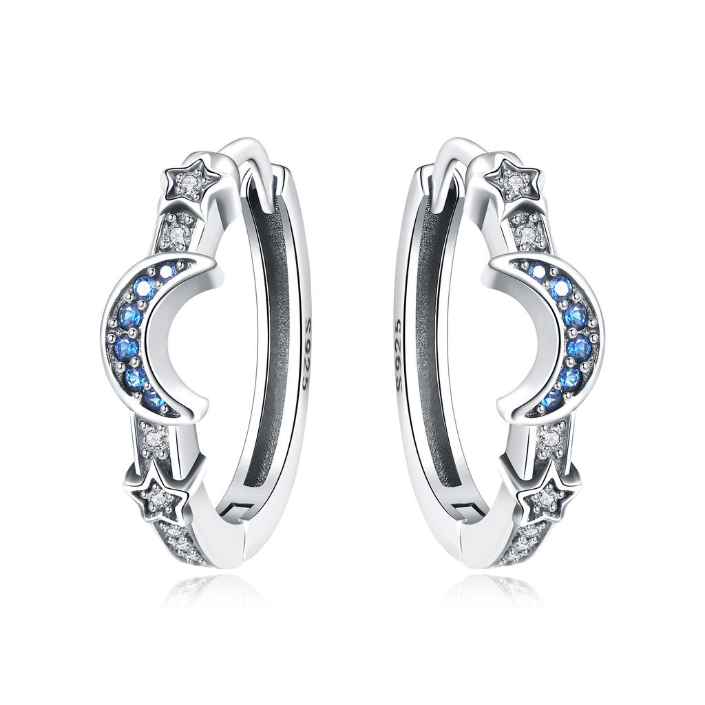 Orstarry Orijinal 925 Ayar Mavi At Nalı Lotus Küpeler Kadın Küpe Uçları Halka Küpe Yıldönümü Takıları Trend Hediye