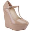 2025 New Autumn Winter Women Pumps 14cm Round Toes T-Strap Platform Wedge High Heels Gladiator Ladies Dress Party Wedding Shoes