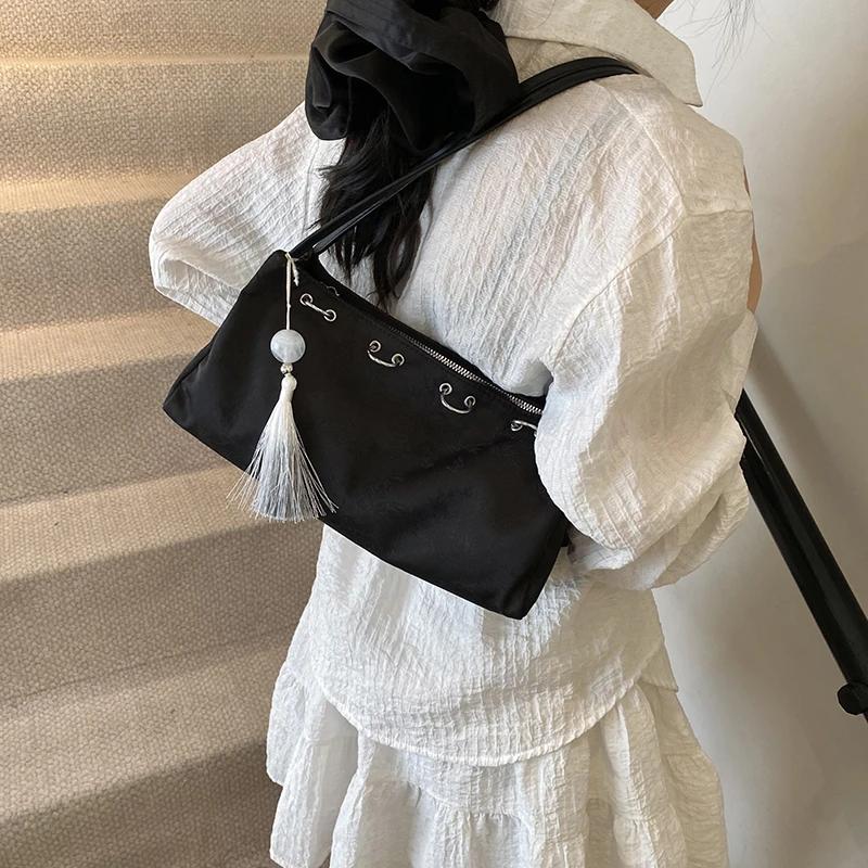 Seidenstickerei Natial-Stil Umhängetasche Frühling Neue Mode 2026 Damen Taschen Quasten-Trend Damen Handtaschen
