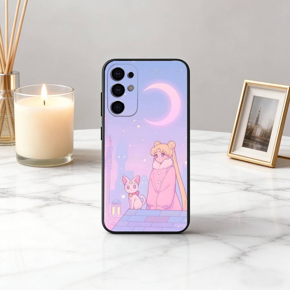 Cartoon S-Sailor M-Moon-es Art Phone Case For Samsung S25,S24,S21,S22,S23,S30,Ultra,S20,Plus,Fe,Soft Silicone Black Cover