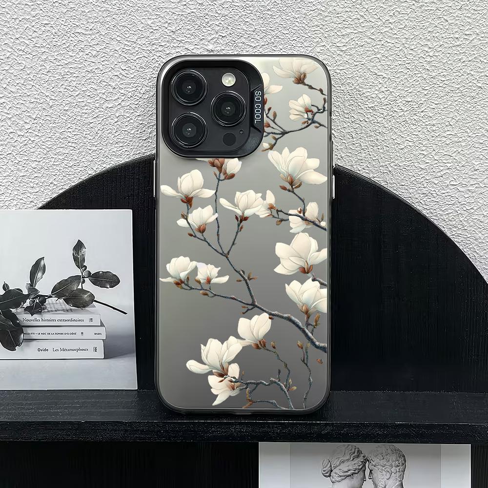 White Gardenia Pattern Phone Case Suitable For IPhone 17 16 E 15 14 13 12 11 Pro Max 14 16 Plus 17Air Shockproof Back Cover Case