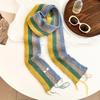 Knitted scarf winter new rainbow stripes dopamine contrasting color warm wool scarf thin and narrow fringed scarf