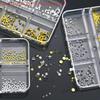 6 Grids Punk Nail Rivets Silver Gold Black Mixed Size Metal Bead Studs Round Cone Nail Art Charms Nail Parts DIY Decoration
