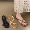 Set of Toe Slippers for Women To Wear Summer New French Fairy Style Sandals with Skirts for Vacation Beach Soft-soled Flat Sandals