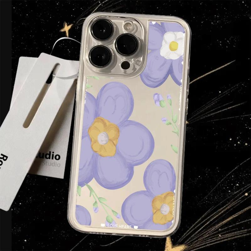 Flower Phone Case for IPhone 16 15 14 13 12 11 Pro Max 14 15 16 Plus Shockproof Transparent Soft Cover Bumper Dustproof